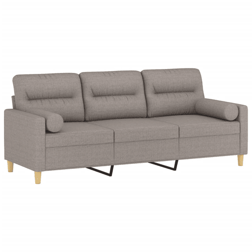 Sofá 3 lug. - Sofá fixo +almofadas decoração 180cm tecido cinza-acastanhado