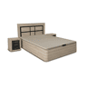 Conjunto de cama box Cambria de 135 cm + cabeceira e 2 mesas de cabeceira em Cambria e grafite