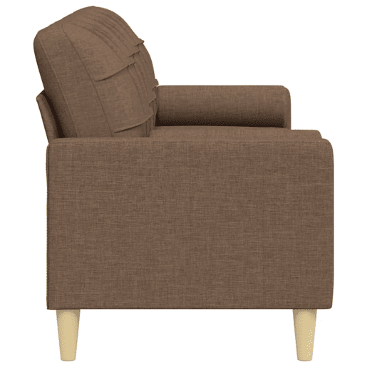 Sofá 3 lugares - Sofá fixo c almofadas decorativas 210 cm tecido castanho Sofá 3 lugares - Sofá fixo c almofadas decorativas 210 cm tecido castanho