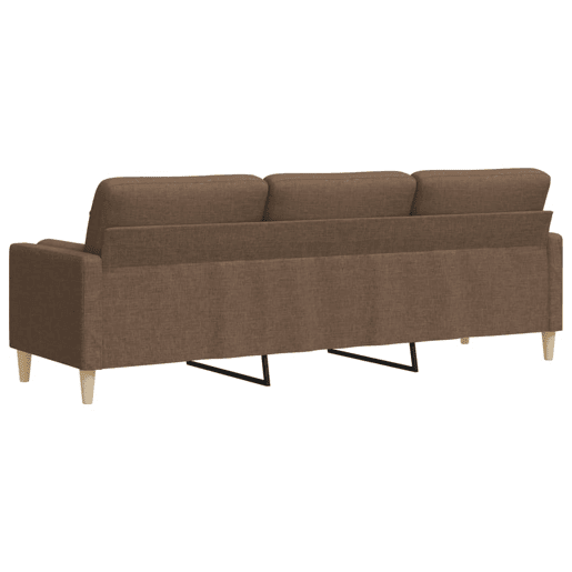 Sofá 3 lugares - Sofá fixo c almofadas decorativas 210 cm tecido castanho Sofá 3 lugares - Sofá fixo c almofadas decorativas 210 cm tecido castanho