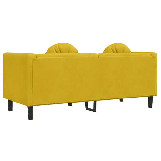 Sofá 2 lugares - Sofá fixo com almofadões veludo amarelo