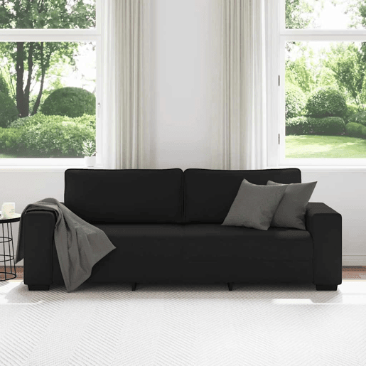 Sofá de 3 lugares - Sofá fixo tecido 180 cm preto