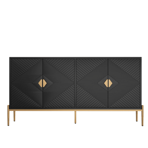 Aparador moderno 162x40x80 cm - Móvel com arrumação - Preto