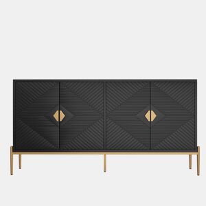 Aparador moderno 162x40x80 cm - Móvel com arrumação - Preto