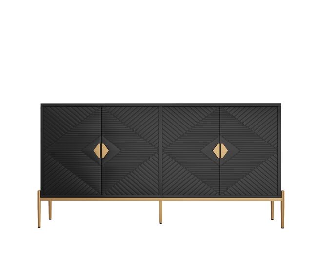 Aparador moderno 162x40x80 cm - mueble con almacenamiento - negro