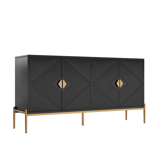 Aparador moderno 162x40x80 cm - Móvel com arrumação - Preto
