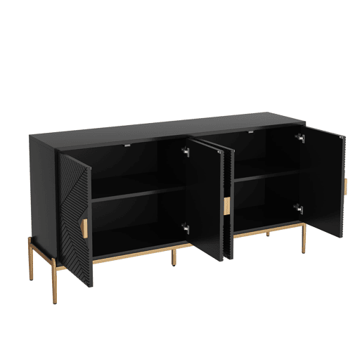 Aparador moderno 162x40x80 cm - Móvel com arrumação - Preto