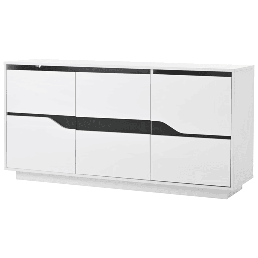 Móvel de sala 140x40x70 cm - Aparador com 3 portas, com LED, branco e preto