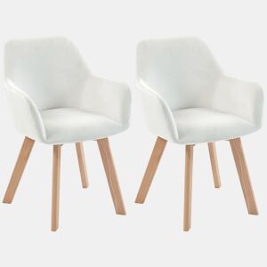 HOMCOM Conjunto de 2 Cadeiras de Jantar Modernas Estofadas em Veludo com Encosto Braços e Pernas de Madeira Suporta 120 kg para Sala Quarto 54x57x80 cm Creme