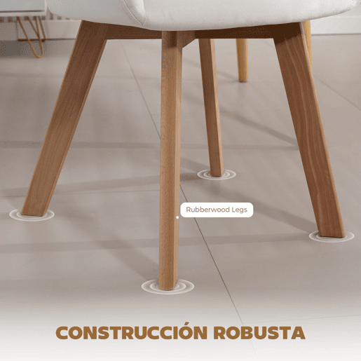 HOMCOM Conjunto de 2 Cadeiras de Jantar Modernas Estofadas em Veludo com Encosto Braços e Pernas de Madeira Suporta 120 kg para Sala Quarto 54x57x80 cm Creme