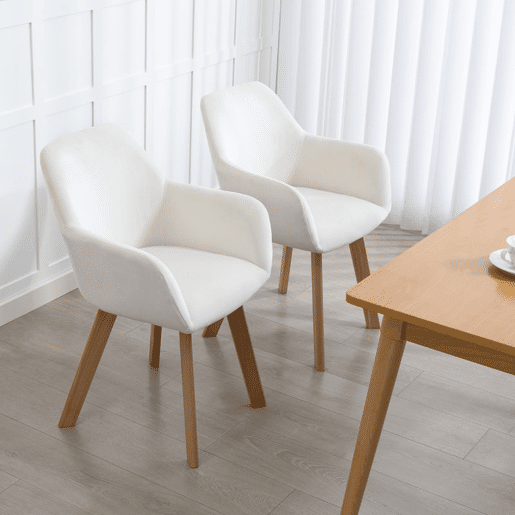 HOMCOM Conjunto de 2 Cadeiras de Jantar Modernas Estofadas em Veludo com Encosto Braços e Pernas de Madeira Suporta 120 kg para Sala Quarto 54x57x80 cm Creme
