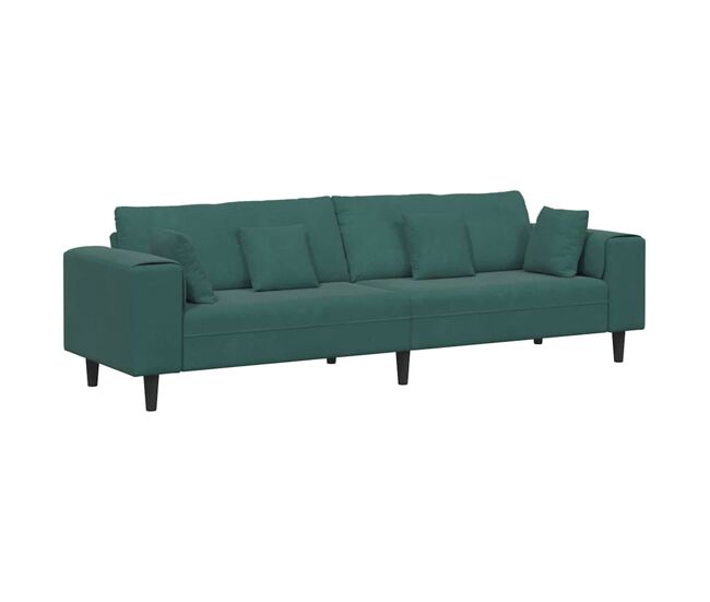 Sofá 3 plazas - sofá de salón de terciopelo con cojín verde oscuro 208 cm terciopelo