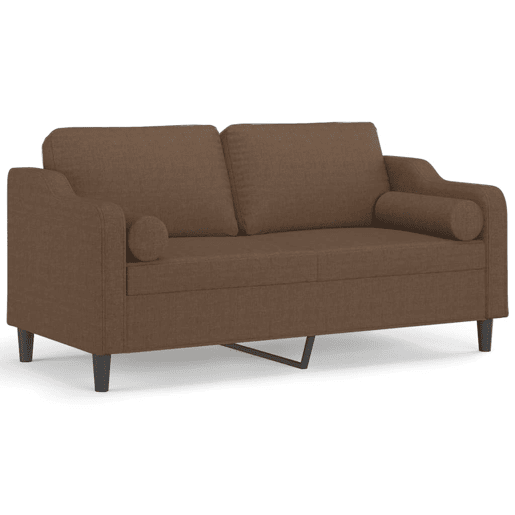 Sofá 2 lugares, Sofá fixo + almofadas decorativas 140 cm tecido castanho
