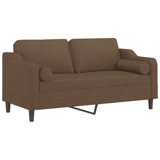 Sofá 2 lugares, Sofá fixo + almofadas decorativas 140 cm tecido castanho