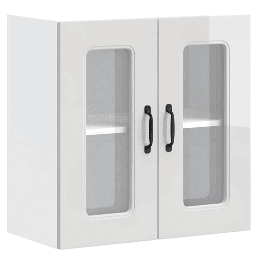 Armário parede de cozinha - Cozinha modular porta vidro branco alto brilho