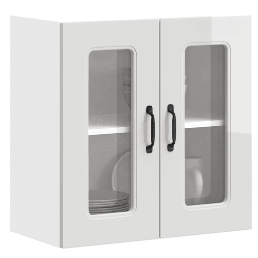 Armário parede de cozinha - Cozinha modular porta vidro branco alto brilho