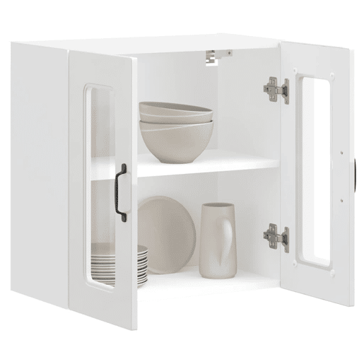 Armário parede de cozinha - Cozinha modular porta vidro branco alto brilho