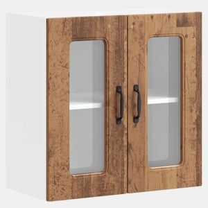 Armário de parede de cozinha - Cozinha modular porta vidro madeira velha