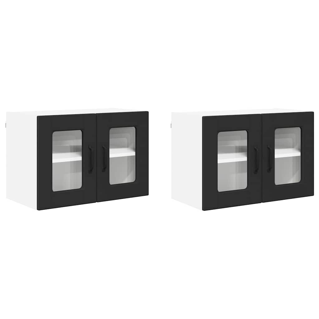 Armario de cocina de pared - Mueble cocina con estante 2 pcs 60 Negro
