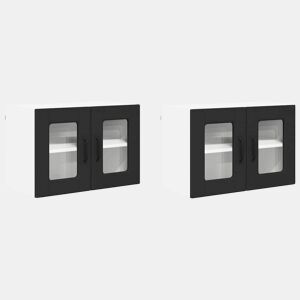 Lote de 2 Armários de cozinha suspendidos - Cozinha modular Colgantes Preto 60 x 31 x 40 cm