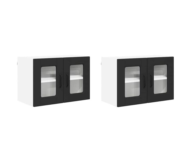 Armario de cocina de pared - mueble cocina con estante 2 pcs negro 60 x 31 x 40 cm