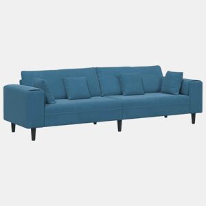 Sofá 3 lugares, Sofá fixo de Veludo com almofada Azul 208 cm Veludo