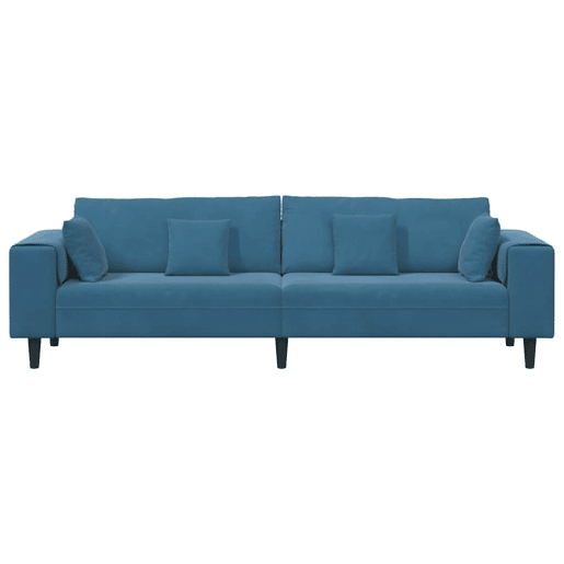 Sofá 3 lugares, Sofá fixo de Veludo com almofada Azul 208 cm Veludo