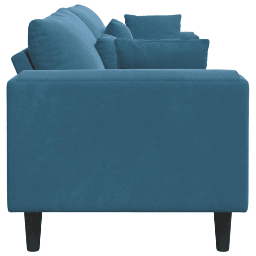 Sofá 3 lugares, Sofá fixo de Veludo com almofada Azul 208 cm Veludo