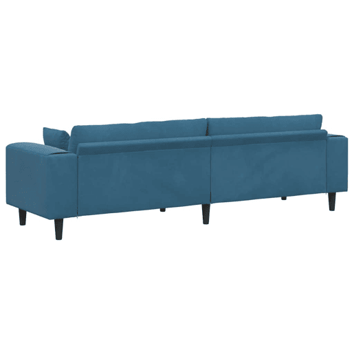 Sofá 3 lugares, Sofá fixo de Veludo com almofada Azul 208 cm Veludo