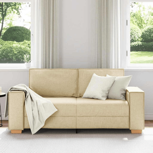 Sofá de 2 lugares - Sofá fixo em tecido creme 140 cm