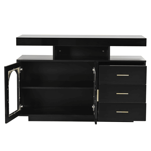 Aparador LED 120 cm - Buffet com 16 luzes coloridas, preto Aparador LED 120 cm - Buffet com 16 luzes coloridas, preto