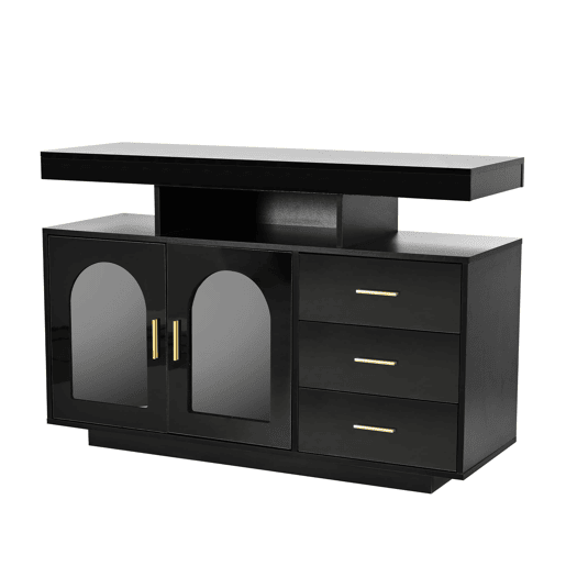 Aparador LED 120 cm - Buffet com 16 luzes coloridas, preto Aparador LED 120 cm - Buffet com 16 luzes coloridas, preto