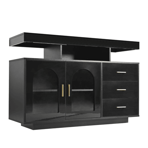 Aparador LED 120 cm - Buffet com 16 luzes coloridas, preto Aparador LED 120 cm - Buffet com 16 luzes coloridas, preto