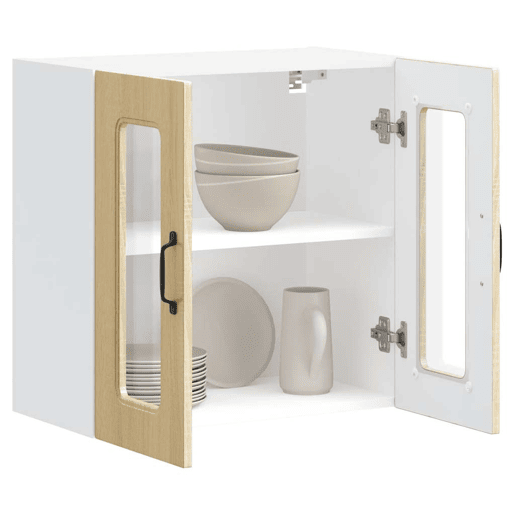 Armário de parede de cozinha - Cozinha modular porta vidro carvalho sonoma