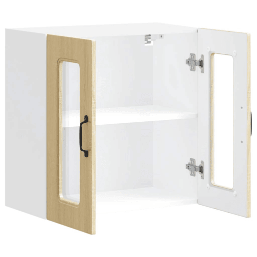 Armário de parede de cozinha - Cozinha modular porta vidro carvalho sonoma