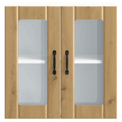 Armário de parede cozinha - Cozinha modular porta vidro carvalho artesanal