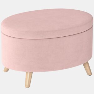 HOMCOM Otomano Puff Estofado em Veludo Acolchoado Banco de Armazenamento com Tampa Removível e Pés de Madeira para Dormitórios Sala de Estar Corredor 71x51,5x42 cm Rosa