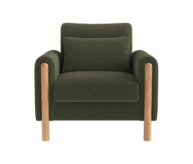 Silla moderna con reposabrazos - sillón individual cómodo con cojín grueso - verde