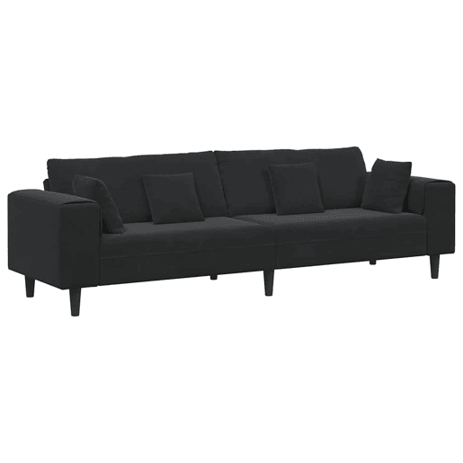 Sofá 3 lugares, Sofá fixo de Veludo com almofada Preto 208 cm Veludo