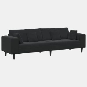 Sofá 3 lugares, Sofá fixo de Veludo com almofada Preto 208 cm Veludo