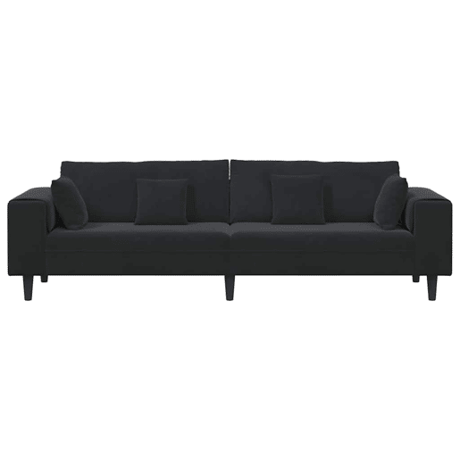Sofá 3 lugares, Sofá fixo de Veludo com almofada Preto 208 cm Veludo