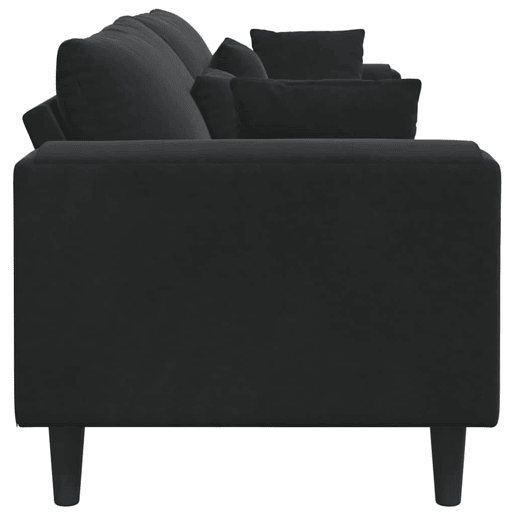 Sofá 3 lugares, Sofá fixo de Veludo com almofada Preto 208 cm Veludo