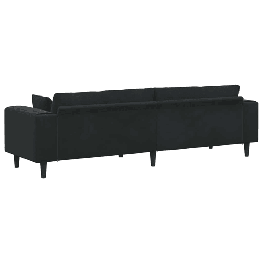 Sofá 3 lugares, Sofá fixo de Veludo com almofada Preto 208 cm Veludo