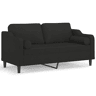 Sofá 2 lugares, Sofá fixo + almofadas decorativas 140 cm tecido preto