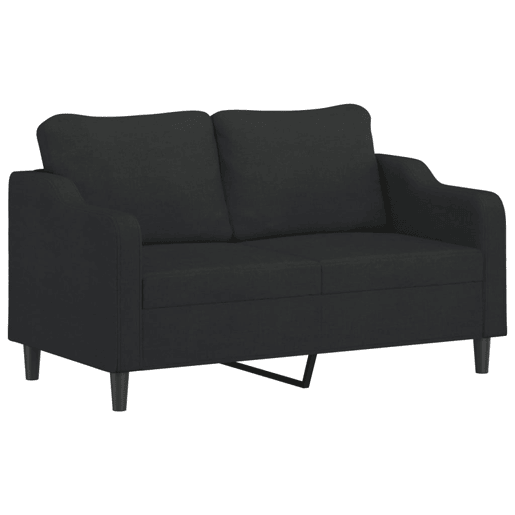Sofá 2 lugares, Sofá fixo + almofadas decorativas 140 cm tecido preto Sofá 2 lugares, Sofá fixo + almofadas decorativas 140 cm tecido preto