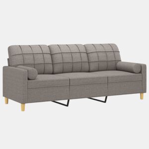 Sofá 3 lug. - Sofá fixo +almofadas decoração 180cm tecido cinza-acastanhado