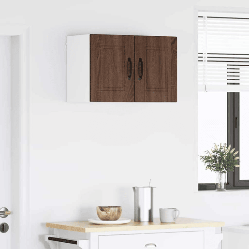 Lote de 2 Armários de cozinha suspendidos - Cozinha modular Colgantes com porta Carvalho Marrom