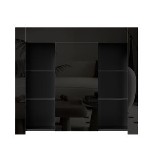 Aparador moderno 95x35x83 cm - Estilo compacto com prateleiras de vidro e porta - Preto