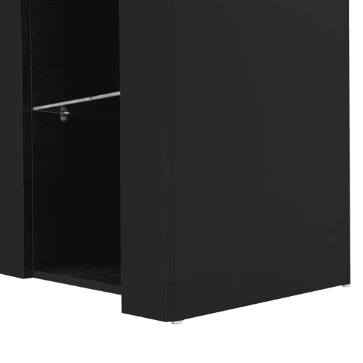 Aparador moderno 95x35x83 cm - Estilo compacto com prateleiras de vidro e porta - Preto