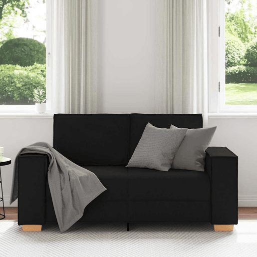 Sofá de 2 lugares - Sofá fixo preto 120 cm tecido